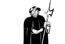 Führungen mit Nachtwächter Kohser – Neue Termine Schattenzeichnung Nachtwächter mit Hellebarde, Themenfoto