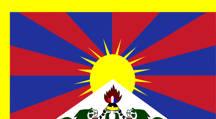 Hissen der Flagge vor Wunstorfer Rathaus für Tibet am 10.03.2023