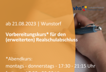 Im Abendkurs zum Realschulabschluss – Neuer Kurs bei vhs Hannover Land in Wunstorf startet am 21. August 2023 Im Abendkurs zum Realschulabschluss - Neuer Kurs bei vhs Hannover Land in Wunstorf startet am 21. August