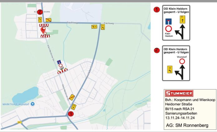 Vollsperrung der Ortsdurchfahrt Klein Heidorn am 12. und 13.11.2024