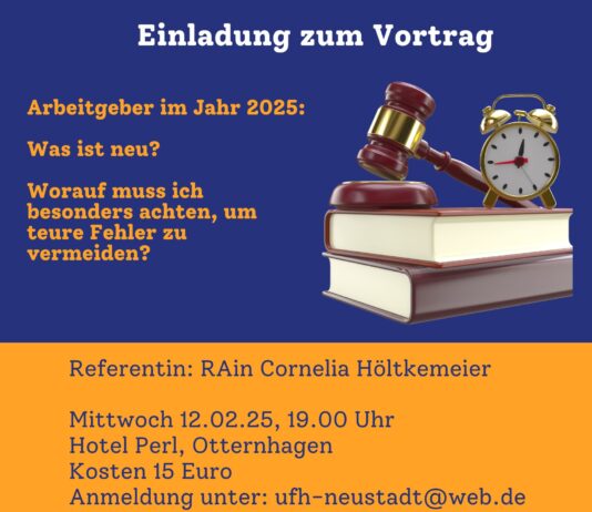 Neuerungen im Arbeitsrecht 2025 – Einladung zum Vortrag bei Unternehmerfrauen am 12.02.2025 Neuerungen im Arbeitsrecht 2025 - Einladung zum Vortrag bei Unternehmerfrauen am 12.02.2025