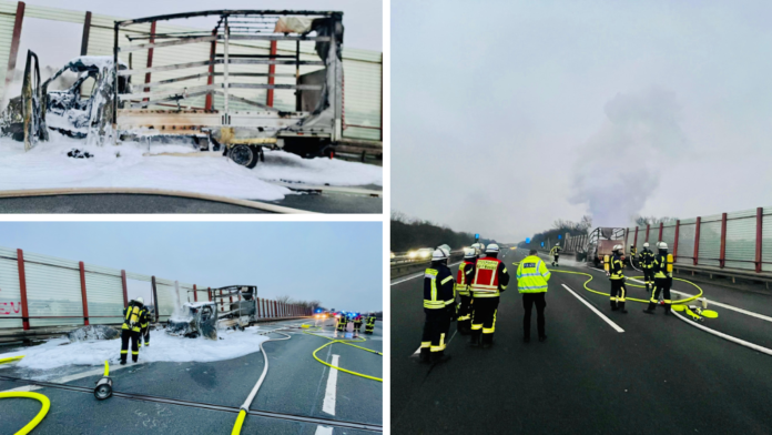 Kleinlaster in Vollbrand - Feuerwehreinsatz auf der A2 führt zu Verkehrschaos