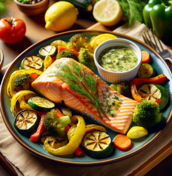 Das Gericht des Tages: Lachsfilet mit Zitronen-Dill-Sauce und buntem Gemüse für ein gesundes Abendessen Das Rezept für Lachsfilet mit Zitronen-Dill-Sauce bietet eine gesunde und schmackhafte Option für ein Abendessen