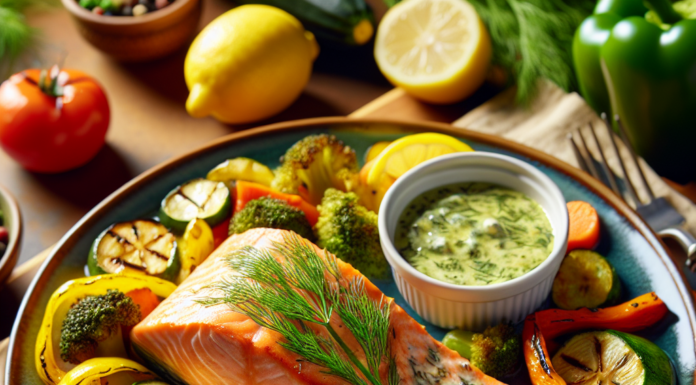 Das Gericht des Tages: Lachsfilet mit Zitronen-Dill-Sauce und buntem Gemüse für ein gesundes Abendessen Das Rezept für Lachsfilet mit Zitronen-Dill-Sauce bietet eine gesunde und schmackhafte Option für ein Abendessen