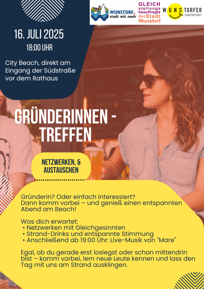 Gründerinnenabend auf dem City Beach Wunstorf - Austausch, Netzwerken und Live-Musik am Strand Der Gründerinnenabend auf dem City Beach bietet Austausch, Netzwerken und Live-Musik für Frauen in Wunstorf