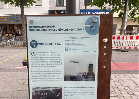 Informationspfad Hindenburgstraße nach Wunstorfer Modell in Mönchengladbach eröffnet Informationspfad Hindenburgstraße in Mönchengladbach nach Wunstorfer Modell Anfang Juli eröffnet