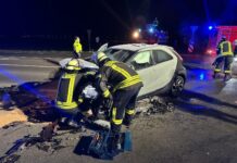 Betriebsstoffe laufen nach Unfall auf der L392 aus: Feuerwehr sichert Kreuzung und Straße Betriebsstoffe laufen nach Unfall am frühen Morgen an der L392 aus: Feuerwehr sichert Kreuzung und Straße