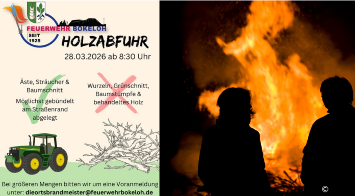Holzabfuhr und Osterfeuer: Das sind die Termine in Bokeloh Holzabfuhr und Osterfeuer: Termine am 28. März und 4. April 2026 – gesammelt wird Baum- und Strauchschnitt, Osterfeuer ab 18:30