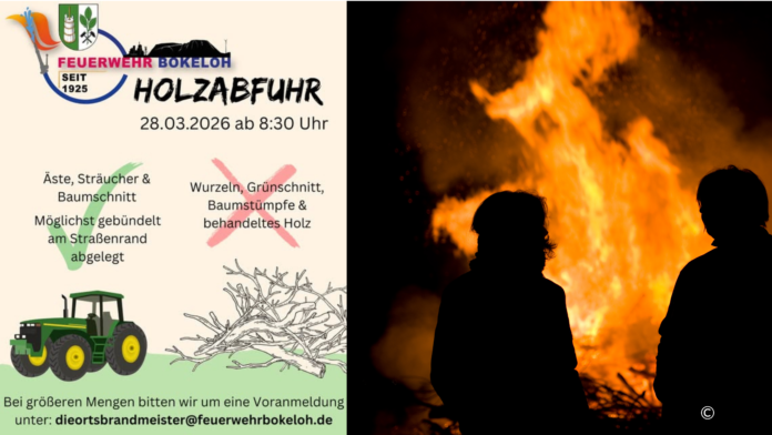 Holzabfuhr und Osterfeuer: Termine am 28. März und 4. April 2026 – gesammelt wird Baum- und Strauchschnitt, Osterfeuer ab 18:30